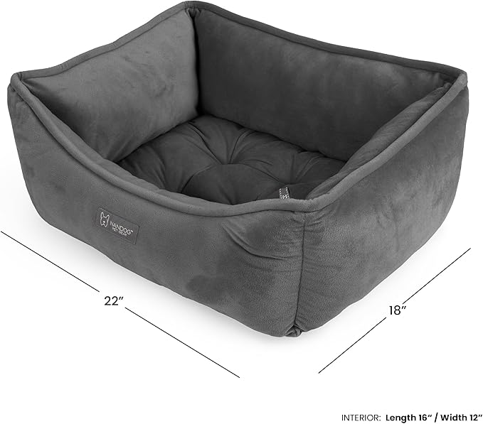NANDOG The Signature Collection Reversible Bed in Pink Signature - Ultra Soft Micro Plush Fabric - Modern Design - Washable for Cats & Small/Medium Dogs