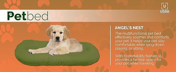 USRA 100% Cotton Orthopedic Pet Bed Gift Set with 2 Covers 28"x20" Dog Cat Recovery Pillow Hypoallergenic Natural Oeko-TEX Certified Comfy Kennel Pillow - Green Blue Colors