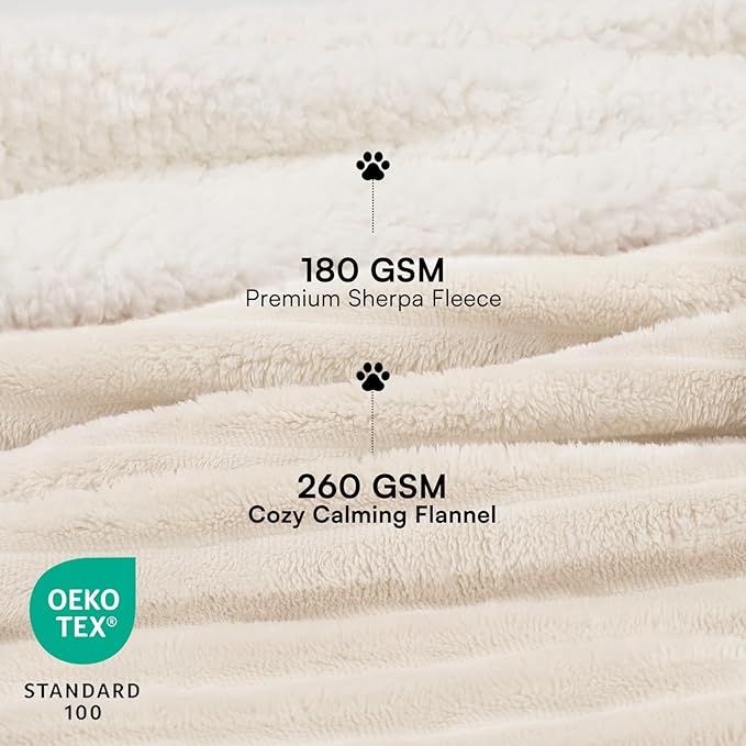 Luciphia Waterproof Dog Blanket for Large Dogs Ultra-Soft Calming Cut Pile Flannel Throw Durable & Warm Furniture Protection for Couch Bed Pet Human Blanket Machine Washable Soft White,XL(85''x57'')
