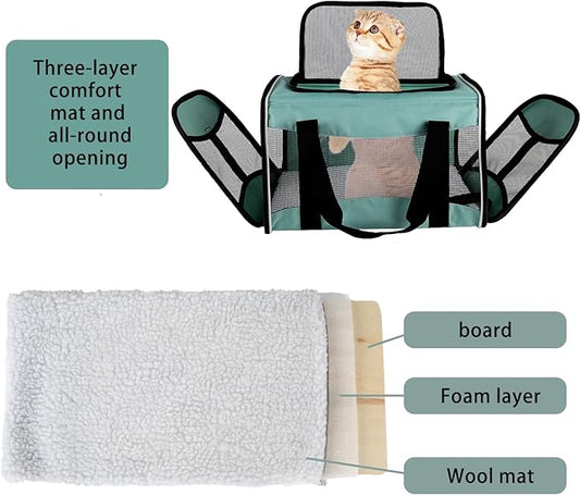 Small Animal Travel, Carrier for Hedgehog Rat Parrot Bird Guinea Pig, Lizards Carrier, Soft Sided Travel Carrier Portable Guinea Pig Up to 10 Lbs (15 * 10 * 10, Green)