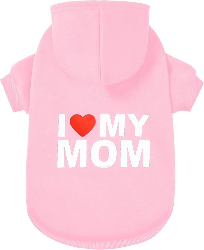 GreenJoy Dog Sweater Dog Hoodie Cold Weather Dog Coat Hooded Sweatshirt for Puppies,Cats, Small Medium Large Dogs (Pink(Mom), X-Small)