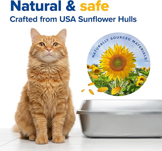 Naturally Non Allergic Pellet Clumping Cat Litter - 100% Natural Sunflower Hulls, Sunflower Scent, 22 lb