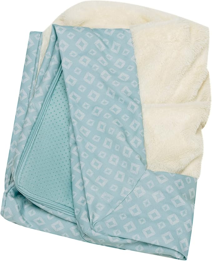 Furhaven Replacement Dog Bed Cover Plush & Diamond Print Nest Top Sofa-Style, Machine Washable - Aqua, Large