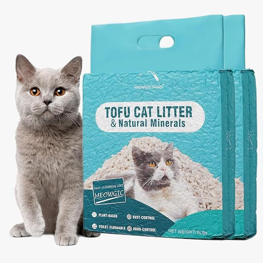 Meowgic Paws Plant-Based Cat Litter, Odor Control Quick Clumping Tofu Cat Litter, 12 lbs, Low Tracking Dust Control Lightweight Flushable Unscented Natural Kitty Litter