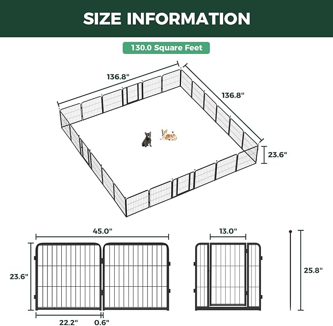 FXW Instant Unleashed Dog Playpen, Portable Pet Fence for Outdoor, RV Trips, and Camping, 24inch, 24 Panels for Puppy and Small Dogs│Patented