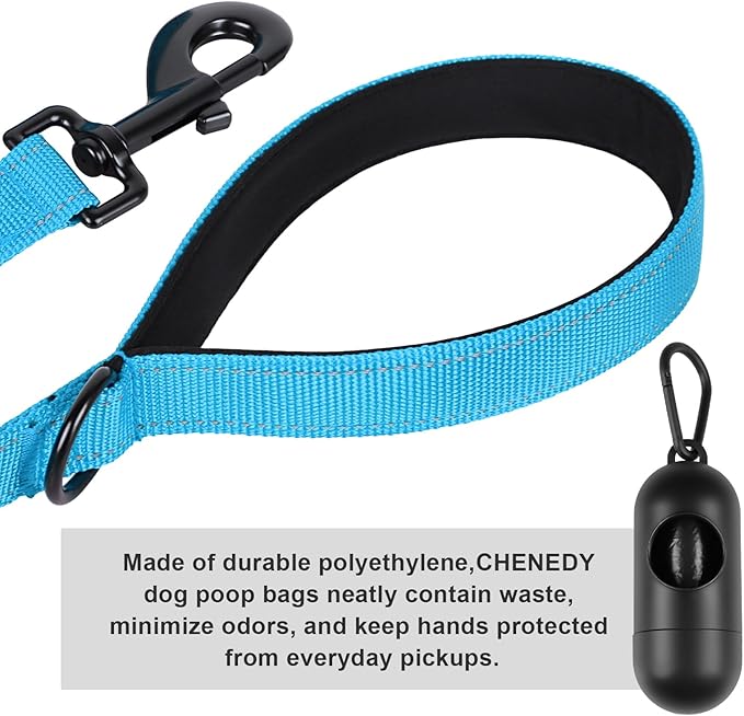 Dog Leash, Short Dog Leash, Leashes for Large Breed Dogs,Traffic Padded Handle- Reflective Training Lead, Perfect for Medium to Large Dogs(12 Inch, Blue)