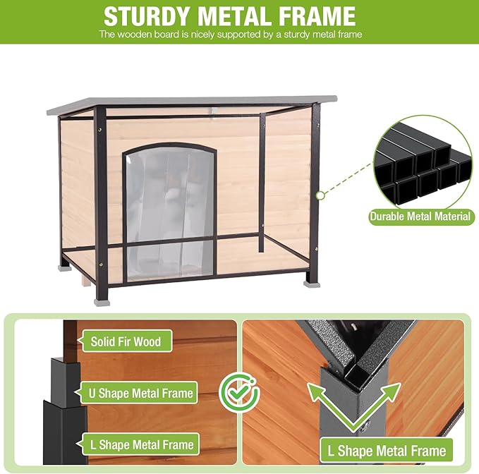 Large Heated Dog House Outdoor XL Insulated Dog House Weatherproof Dog Kennel ((with Heating Pad & Liner), Extra Large Heated Dog House (AIR76-XL-HP))