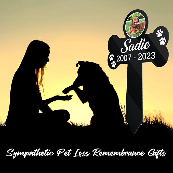 Customized Pet Sympathy Deceased Pet Picture Grave Markers Losing A Dog Bereavement Photo Grave Markers Gifts for Sister Sentimental Quote Memorial Animal Pet Tribute Keepsake Garden Decor