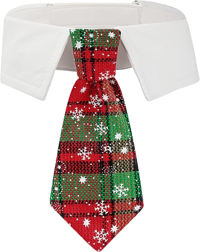 ADOGGYGO Christmas Dog Necktie Pet Tuxedo Christmas Dog Neck Tie Collar with Red Green Plaid Tie for Small Medium Large Dogs Pets (Small, Red & Green)