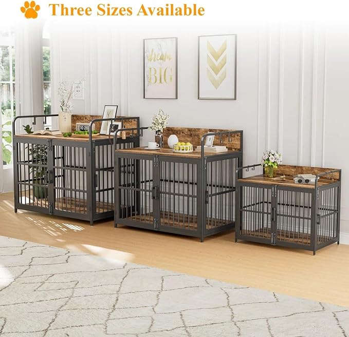 Dog Crate Furniture, 32" Side End Table, Modern Kennel for Dogs Indoor up to 150 lb, Heavy-Duty Dog Cage with Enclosed Base, Double-Door Dog House for Puppies or Medium Dogs