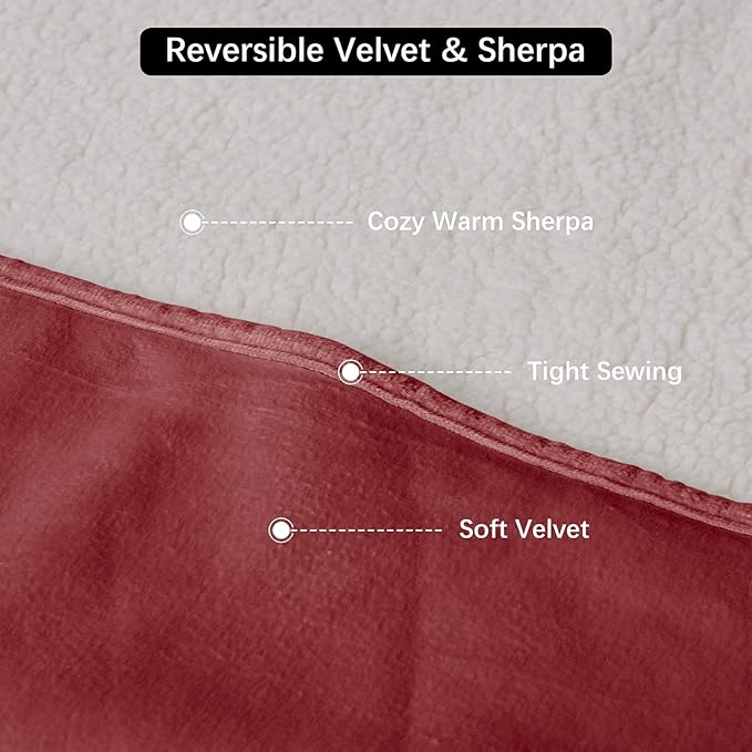 Waterproof Dog Blankets for Small Dogs, Washable Pet Blanket for Indoor Cats, Plush Sherpa Puppy Throw Furniture Protector for Bed Couch Sofa(25"x35",S,Burgundy Red)