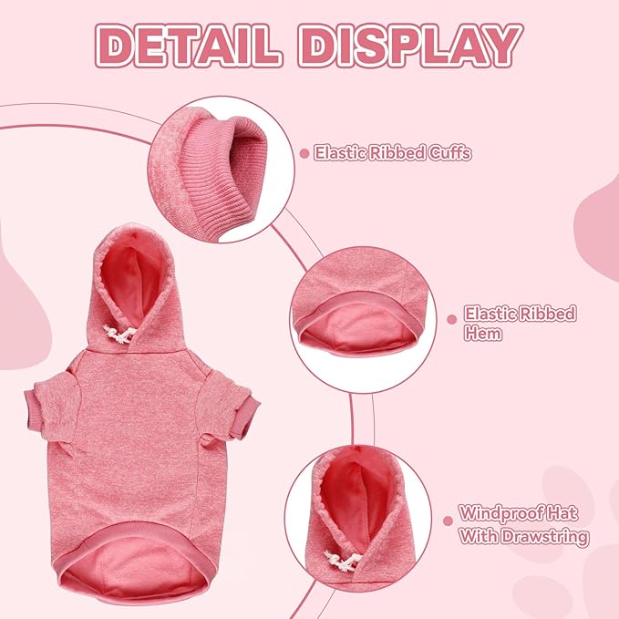 Fleece Dog Sweater & Hoodie - Soft Dog Clothes Sweatshirt with Pocket - Large Dogs (Pink & XXL)