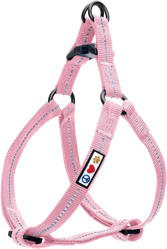 Pawtitas Recycled Reflective Step-in Dog Harness – Adjustable No-Pull Vest for Puppies to Seniors, Safe & Comfortable S Pink