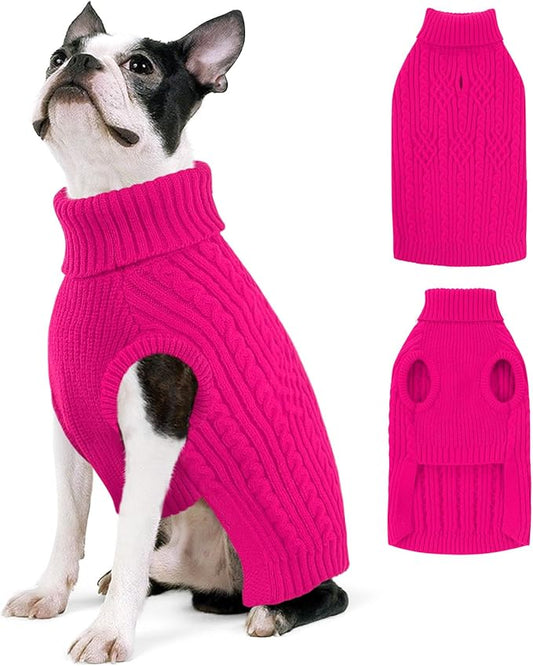 AOFITEE Dog Sweater, Medium Dog Sweater Girl Boy, Soft Turtleneck Pet Pullover for Winter Fall, Dogs Sweaters Dogs Knitwear for Jack Russell, Mini Dachshund, Boston Terrier, Schnauzer, M