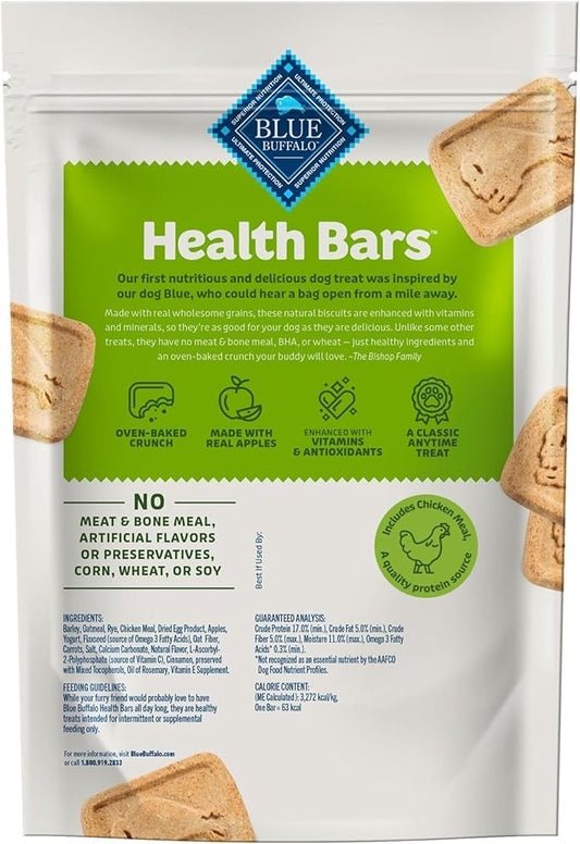 Blue Buffalo Health Bars Crunchy Dog Biscuits, Oven-Baked with Natural Ingredients, Apples & Yogurt, 16-oz Bag