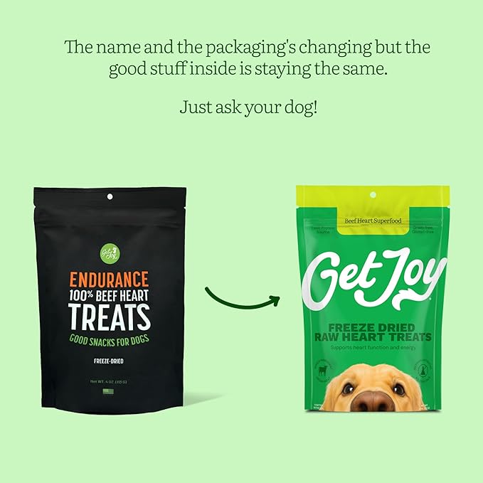 Get Joy Freeze Dried 100% Beef Heart Dog Treats, 16oz | Single Ingredient Organ Meat, High Protein Raw Dog Food Topper, Snack & Training Rewards | Grain Free, Gluten Free, Filler Free
