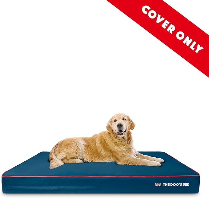 The Dog's Bed Replacement Outer Cover ONLY (Outer Cover ONLY - NO Bed, NO Waterproof Inner) for The Dog's Bed, Washable Oxford Fabric, XXXL 6 Inches (Blue with Red Piping UK Flag)