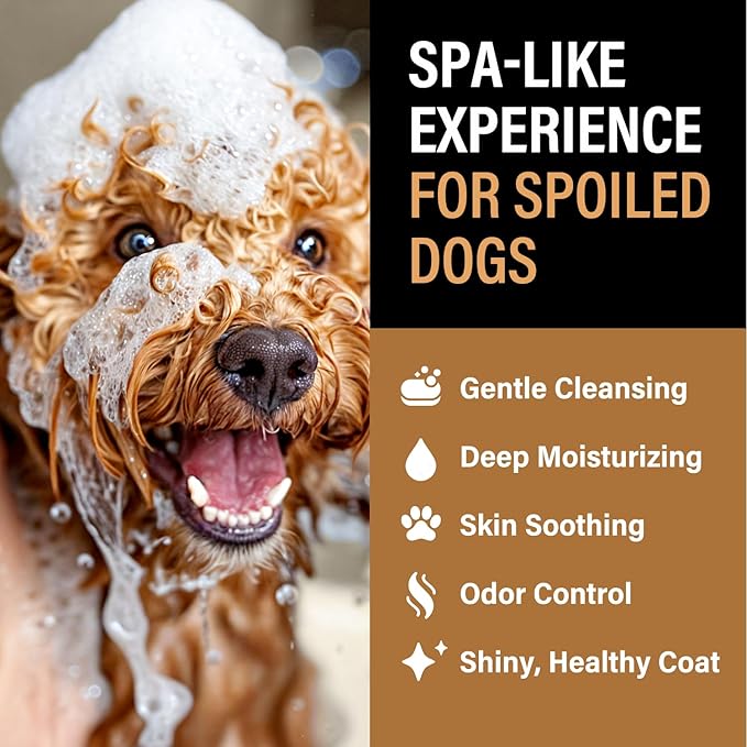 Dog Shampoo Alternative – Oatmeal & Honey Dog Bubble Bath with Autumn Scent – Natural Gentle Puppy Wash – Halloween Dog Gift - 12 Baths (Pumpkin Spice)