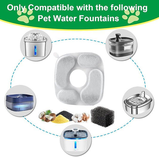 Cat Water Fountain Filter,Pet Fountain Filters compatible with Veken 67oz/2L, 95oz/2.8L and 135oz/4L Dog Water Dispenser,8 Set Cat Fountain Filter Replacement