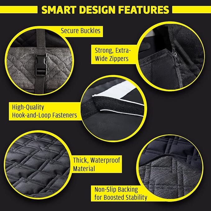 Meadowlark SUV Cargo Liner Dog Seat Covers + Seat Belt, Double Stitched & Extra Padded, Water Repellant, Anti Shock, Non-Slip, Cover Trunk Mat, Dog Accessories, Pet Car Seat Protector for Fur & Mud