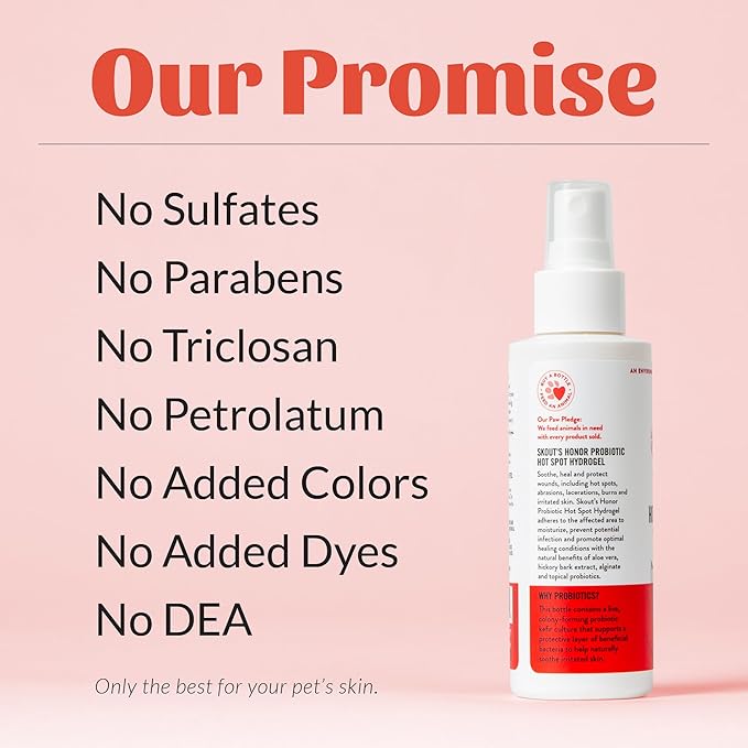 SKOUT'S HONOR Probiotic Hot Spot Hydrogel - Natural Hot Spot Treatment, Soothes and Heals Wounds, Burns, and Irritated Skin, Safe for All Skin Types, 4oz
