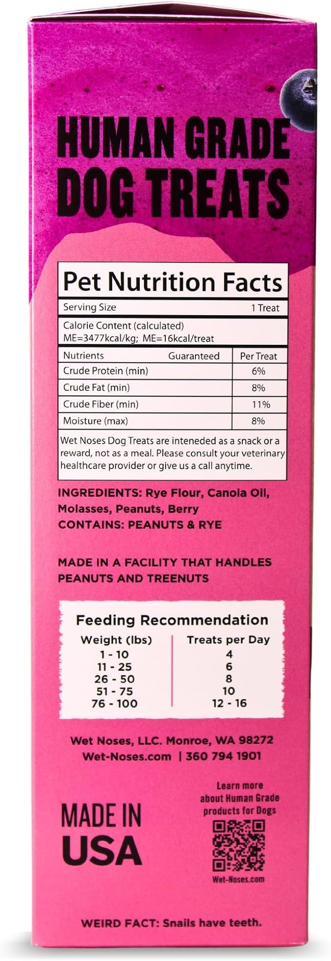 Wet Noses Moments Non-GMO Peanut Butter & Berry Crunchy Dog Treats - 14oz | No Corn, Wheat, Soy or Peas, Made with 5 Simple Ingredients