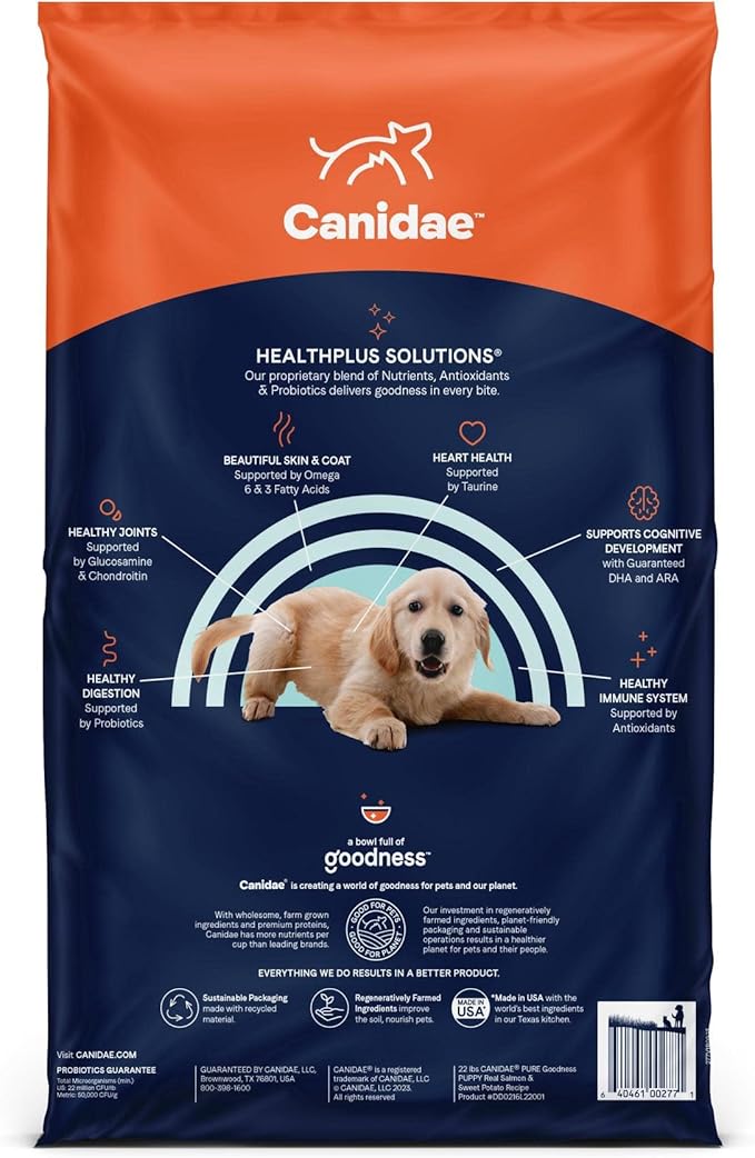 Canidae Pure Farm to Bowl Wild-Caught Salmon & Sweet Potato, Puppy Dog Food, Grain-Free, 22lb