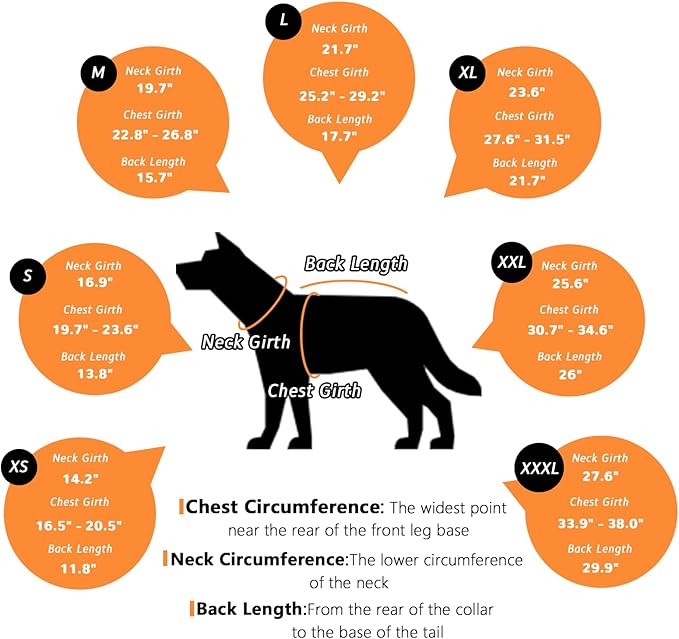 Dog Coat Dogs Jacket Waterproof Reflective Adjustable Dog-Winter Coats for Small/Medium/Large Dogs Dachshund Coat-(Orange, XX-Large)