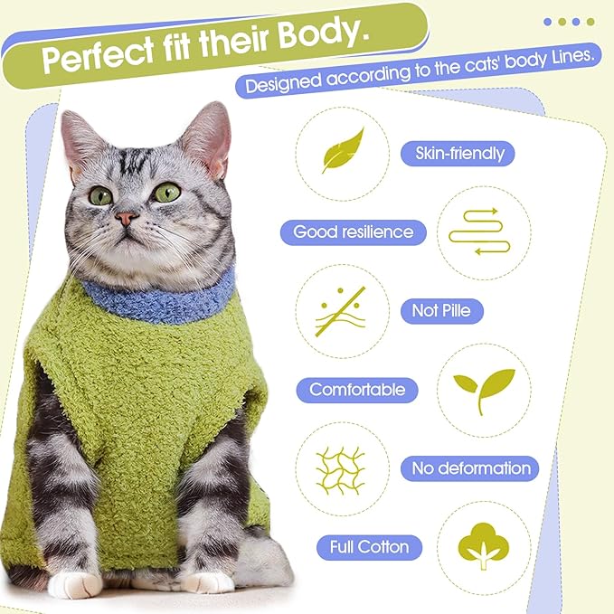 Cat Sweater, Warm Kitten Coat Fleece Vest, Sphynx Hairless Cat Shirts, Soft Pajamas for Cats Only