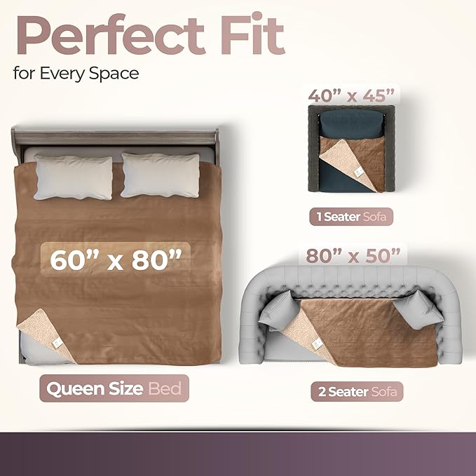 Sacred Weapon Splash Blanket – Plush Deluxe Mattress Protector – VIP Waterproof Fleece Blanket – Boonger Blanket with Moisture Barrier, Stain Proof & Washable – Queen/King Size Beige 80"x80"