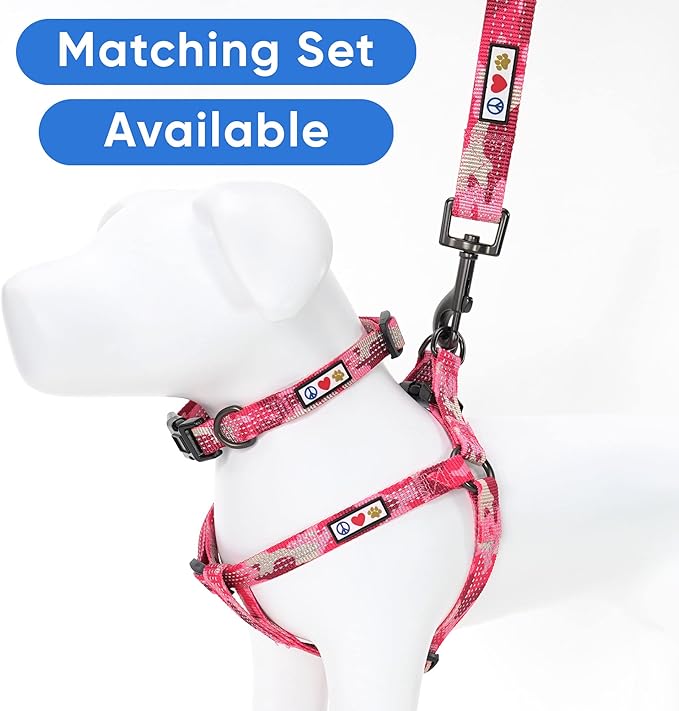 Pawtitas Reflective Dog Collar - Adjustable Medium Dog Collar - Camouflage Pink
