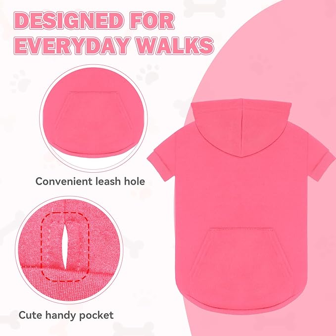 5XL Dog Sweaters for Large Dogs,Extra-Large Dog Hoodie,Cozy Fleece Interior Sweatshirt with Hood & Pocket,Leash Hole,Pet Clothes Sweater Hoodie for Large Dogs,Pink&5XL