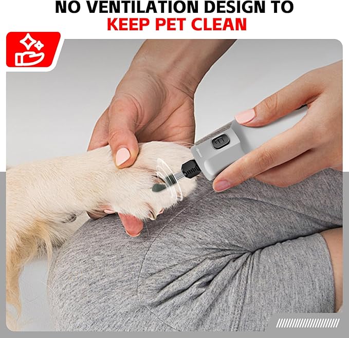 PHALANX 3.7V Dog Nail Grinder - Electric Pet Nail Grinder (Grey-3.7V)