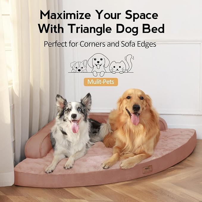 Large Orthopedic Dog Bed with Sides Big Dog Beds with Removable Washable Cover Non-Slip Waterproof Pet Bed for Medium Large Dogs - Pink L