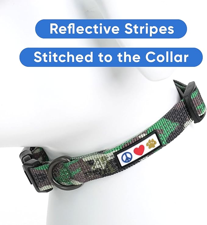 Pawtitas Reflective Dog Collar - Adjustable, Large Dog & Puppy Collar - Camouflage Green