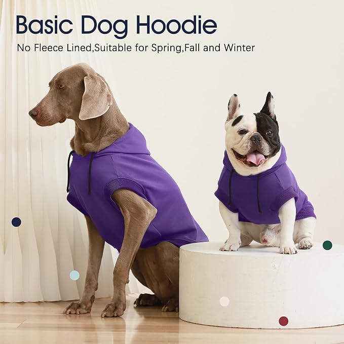 IECOii Dog Hoodie Medium Size Dog, Medium Dogs Sweater with Hood, Soft Pullover Hooded Sweatshirt for Dogs Boy and Girl Indoor & Outdoor, Machine Washable, Purple, Large (No Fleece Lined)