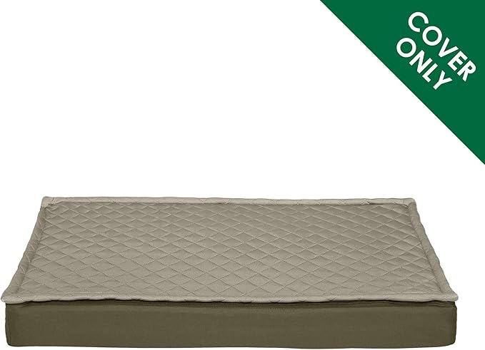 Furhaven Replacement Dog Bed Cover Water-Resistant Indoor/Outdoor Quilt Top Convertible Mattress, Washable - Dark Sage, Medium (Pack of 2)