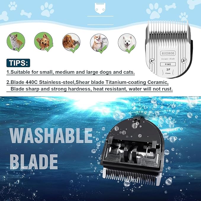3F Pet Dog Standard Grooming Replacement Blade Compatible with Wahl 5 in 1 Arco,Bravura,Chromado,Creativa,Figura,Motion,Bellissima Clippers,Cutting Length 1/2 in 13mm 2 Pack