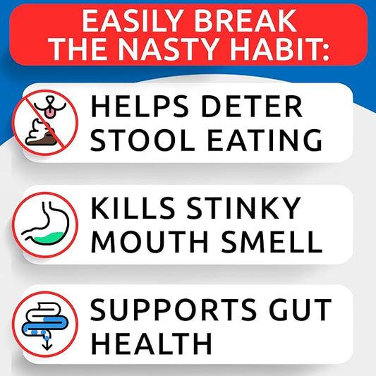 No Poo Chews for Dogs - Stool & Coprophagia Deterrent w/Probiotics, Digestive Enzymes & Breath Aid Support - Stop Dog Poop Eating - Made in USA (180Ct)