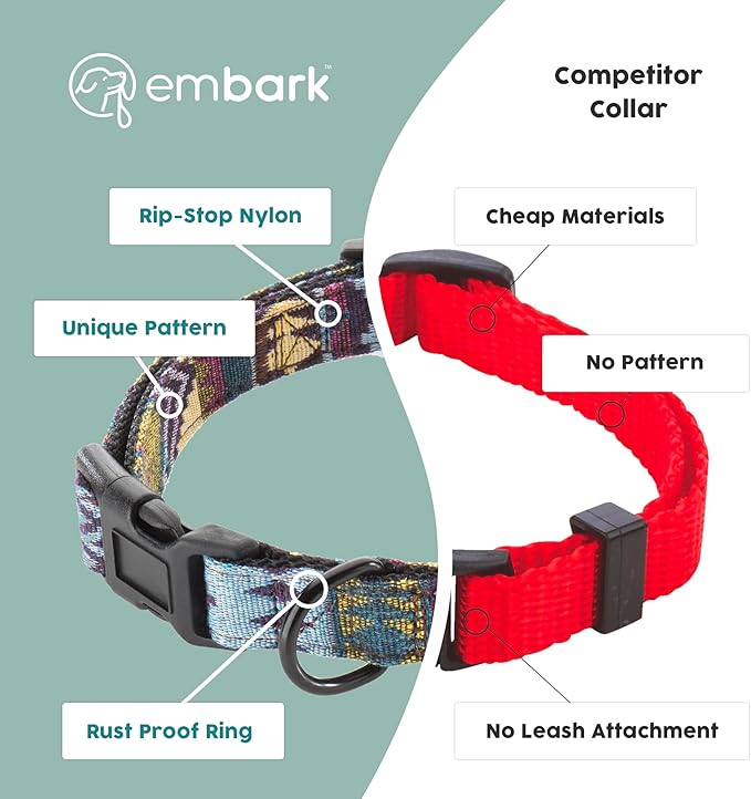 Embark Adventure Dog Collar – Stylish & Durable Nylon Dog Collars for Large Dogs, Comfortable Pet Collar, Collars for Large Breed Dogs with Strong Buckles. Adjustable Big Dog Collars for Large Dogs