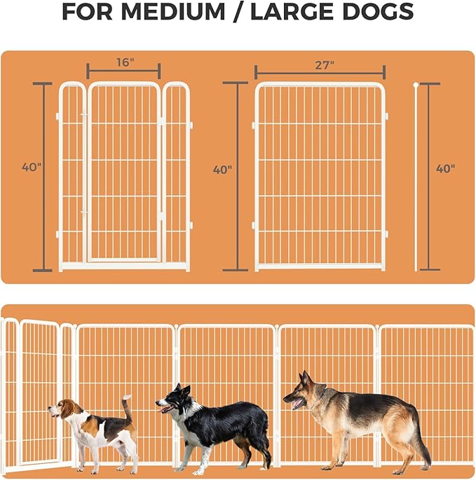 FXW Dog Gate Extra Wide Designed for Indoor Use, Adjustable Width Up to 111-inch Wide (32" H 4 Wire Panels for Small and Medium Dogs), White