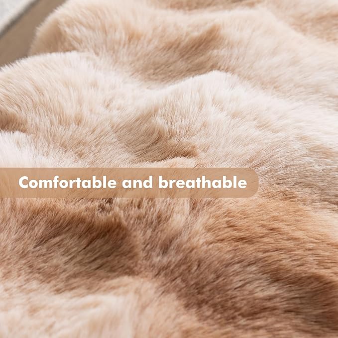 LiveGo Fuzzy Calming Dog Sofa Bed Mat, Washable Plush Couch Cover for Pets, Furniture Protector with Anti-Slip Bottom (Tie-dye Brown, 35.4"*35.4")