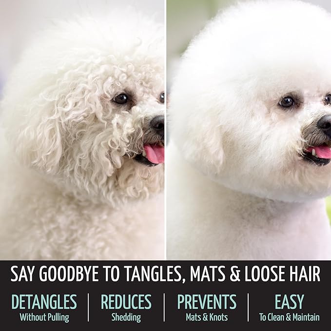Tauro Pro Line Slicker Dog Brush for Shedding - Detangler for Long & Dense Hair, Removes Undercoat & Mats - Pet Brush for Dogs & Cat Grooming, Non-Slip Grip, Hard Pin (Size L - Mint)