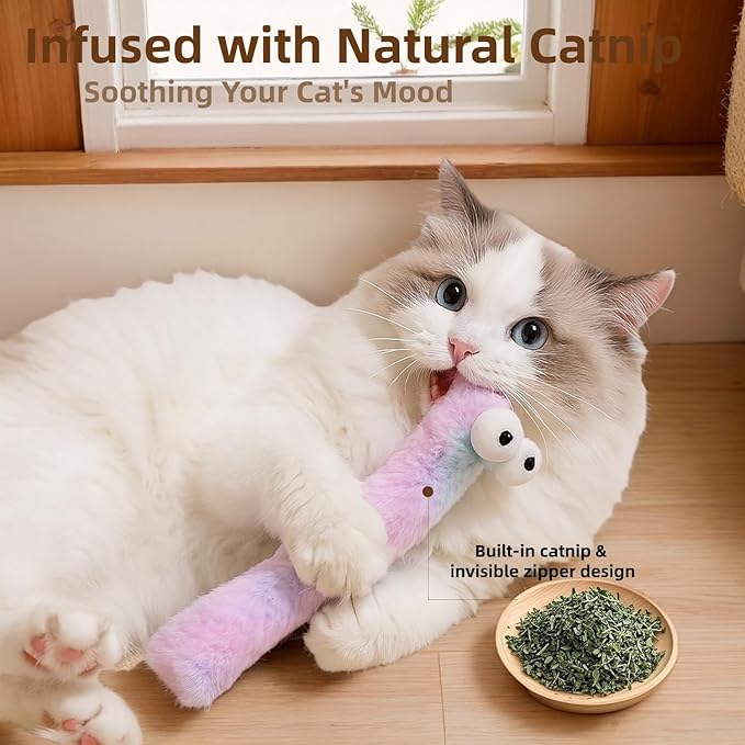 2BB Cat Kicker Toys with Catnip for Indoor Cats – 3 Pack Soft Plush Kick Stick Toys, 12.5in Interactive Catnip Toys for Kicking, Wrestling & Supervised Play