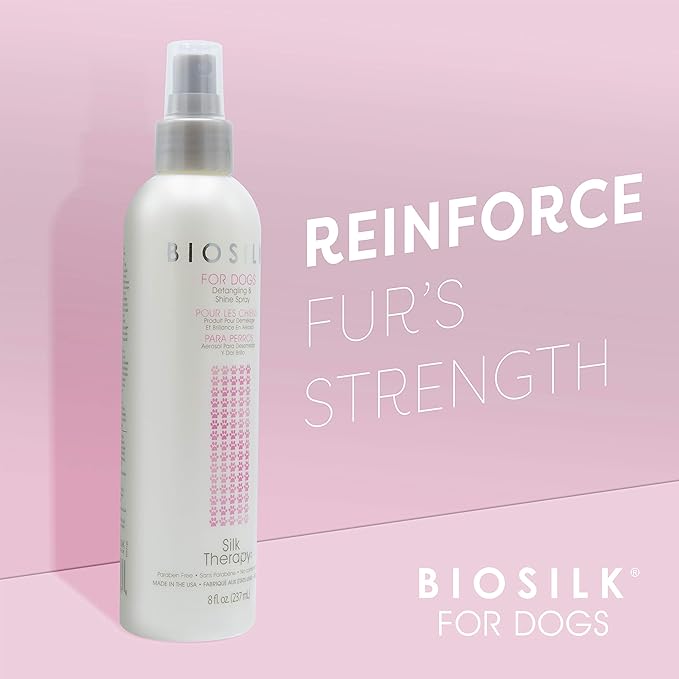 BioSilk for Dogs Silk Therapy Detangling Plus Shine Protecting Mist for Dogs | Best Detangling Spray for All Dogs & Puppies for Shiny Coats and Dematting | 8 Oz - Pack of 2,white