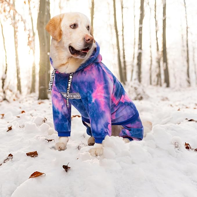 Dog Hoodies Winter Coat for Large Medium Dogs, Pullover 7 Legs Warm Coat Hooded Sweatshirt, Fleece Hoodie for Cold Weather (Bandhnu Pink, 7X-Large)