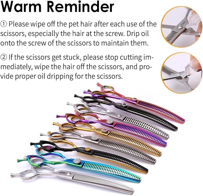 Left Handed Curved Thinning Shears 7 in Professional Left Pet Grooming Scissors for Groomer