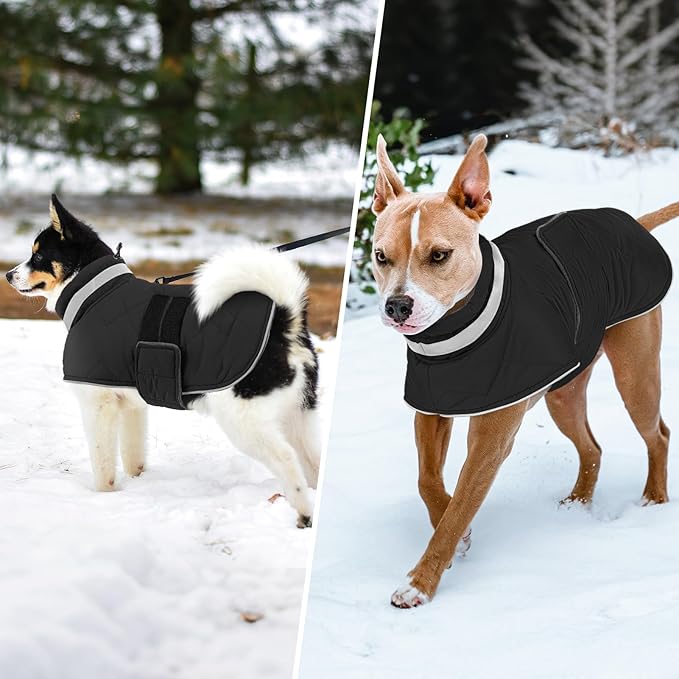 Dog Winter Coat Warm Padded Puppy Jacket Windproof Water Resistant Clothes for Small Medium Large Pets Christmas Sweater Outfit Vest(Black, 3XL)