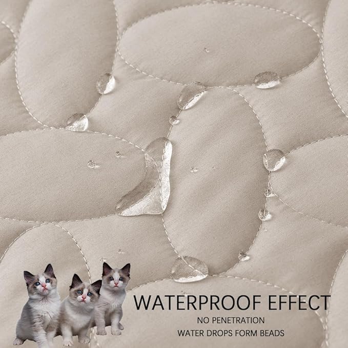 Ameritex Waterproof Pet Bed Cover Anti-Slip Dog Bed Blanket for Sofa and Furniture Waterproof New Pattern Design (Khaki, 40x50 Inch (Pack of 1))