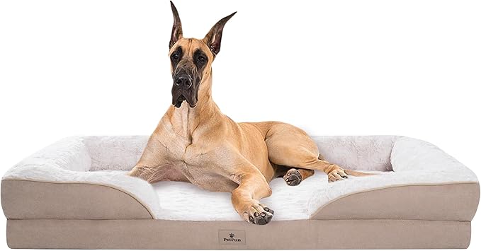 XXL Orthopedic Dog Beds Large Sized Dog - Washable Large Dog Cat Bed Waterproof, Comfort Dogs Couch Sofa with Washable Removable Cover, Pet Bed with Nonskid Bottom, Beige, 53"